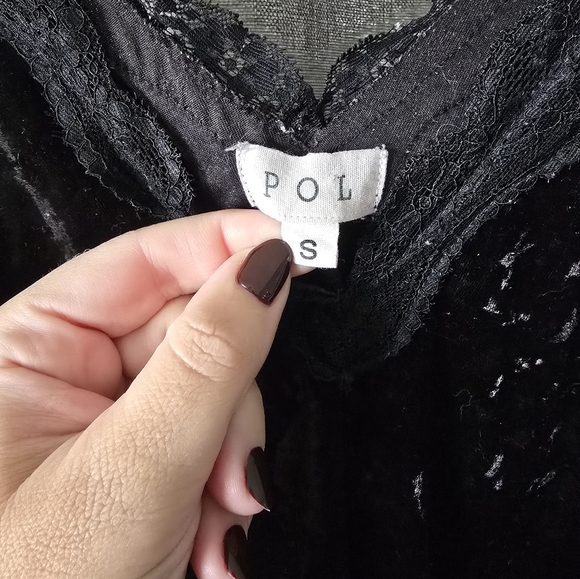 POL Black Velvet And Lace Flowy Tank Top Size S Y2K Gothic - Picture 3 of 4